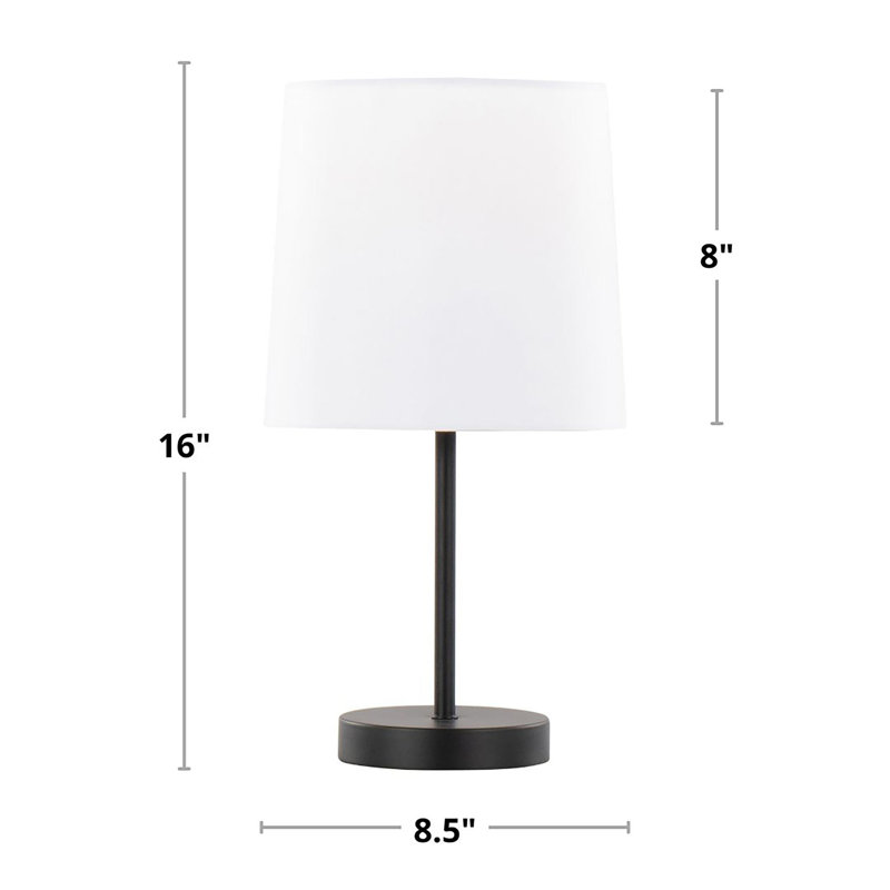 Ensemble de 2 lampes d'appoint en métal 16 po avec abat-jour en tissu blanc