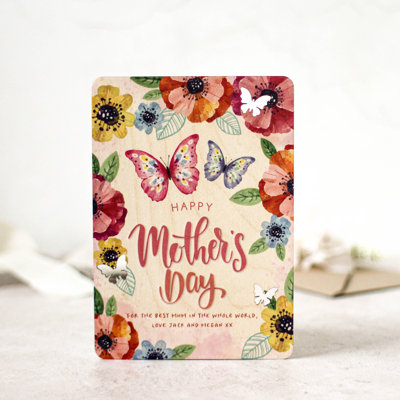 Holman Personalised Mother's Day Card In Wood, Watercolour