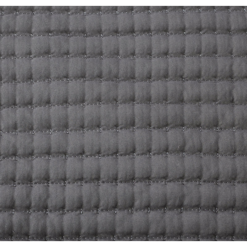 Gray Microfiber Queen Quilt Set with Waffle Design