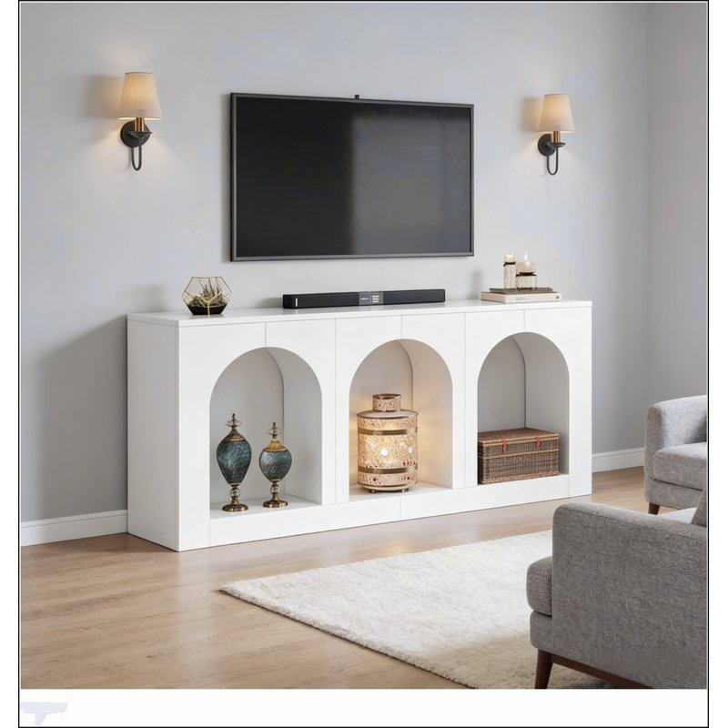 Élégante table d'appoint Arches, table d'entrée avec console stable pour un décor moderne et polyvalent, White