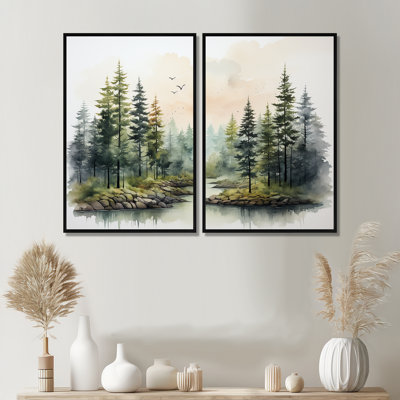 Toile Tranquil Forest Oasis III - campagne bleue