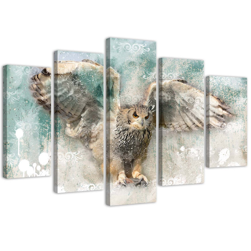 Owl, Birds, Nature, Animals - 5 Piece No Frame Print on Canvas