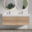 Meuble-lavabo de 60 po (30 po * 2) avec lavabo en quartz blanc et tiroirs en chêne brut, meuble-lavabo mural flottant, lavabo une pièce sans drain ni robinet