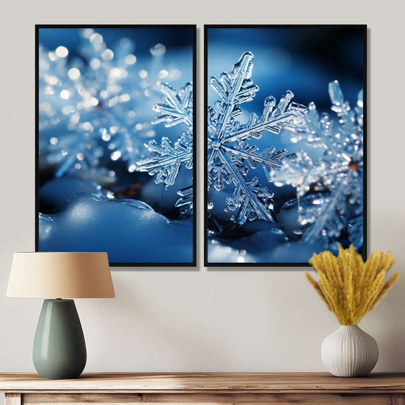 Flocons de neige scintillants II - paysage d'hiver sur toile, H 36 po x l 48 po, Reproduction encadrée sans passe-partout