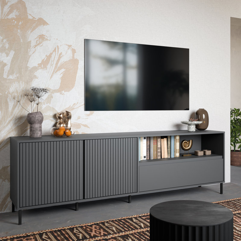 Unfinished TV Stand, 64.5cm H x 207.8cm L x 40cm W, Anthracite