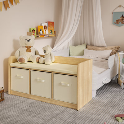 Modular Wood Kids Bookcase With Reading Nook - Storage Organizer With Bear Design For Nursery, Bedroom, Playroom by FKWin