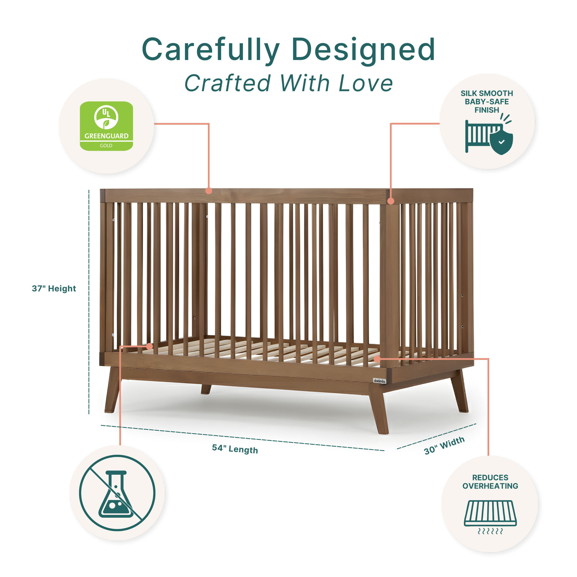 Soho 3-in-1 Convertible Crib, Walnut
