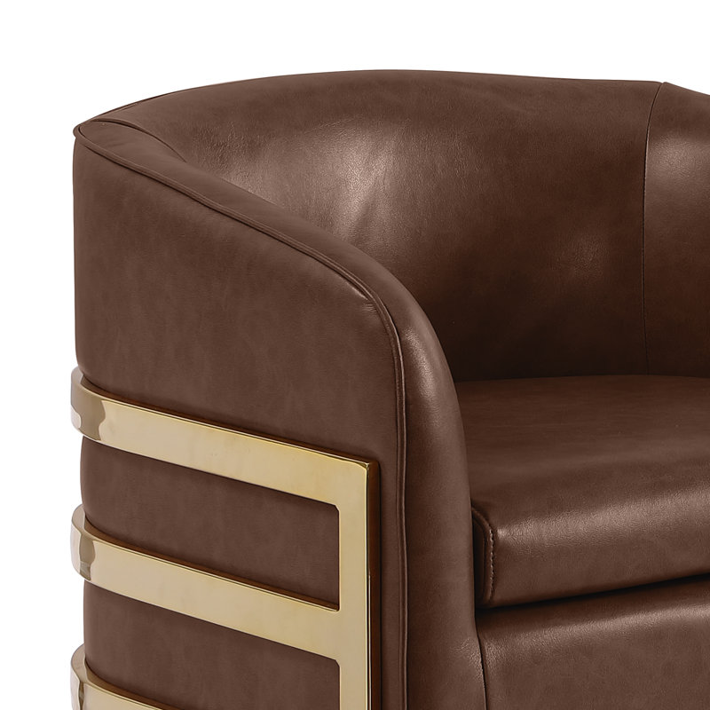 Chaise d'appoint Leathaire avec structure chromée, Moka