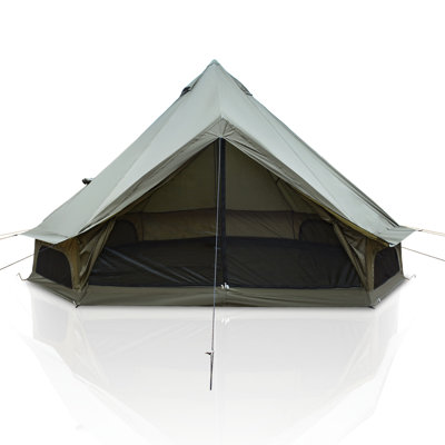4 Season Bell Tent 13.1FT, Green Waterproof Glamping Yurt Tent With Stove Jack, Fits 8 People Family Camping Tent For Outdoor Parties & Camping
