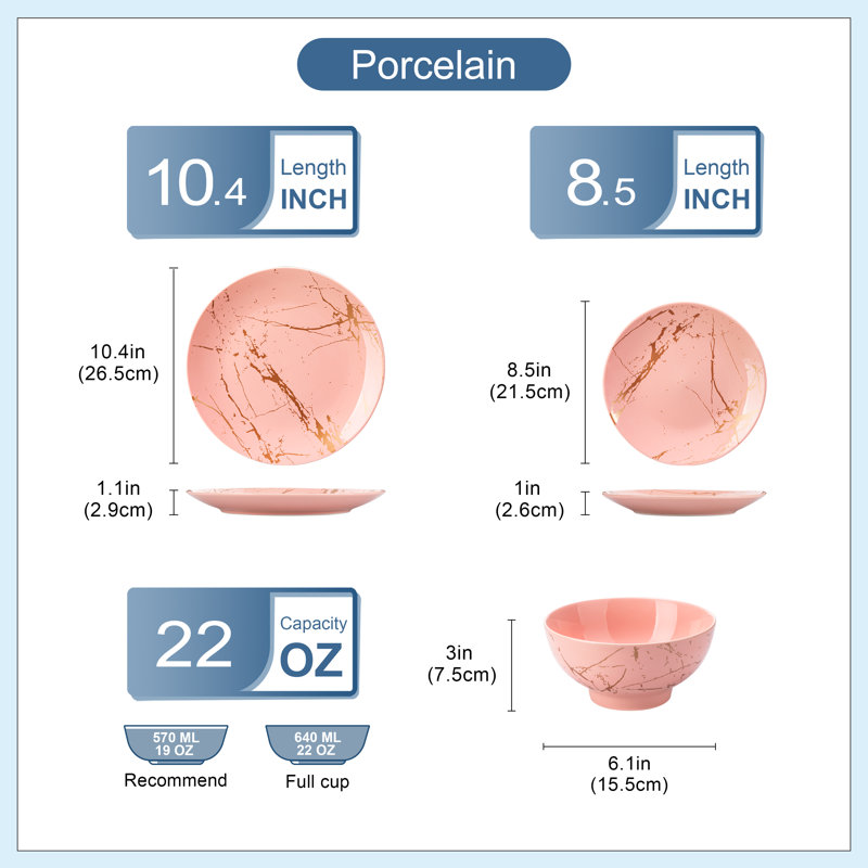  Porcelain China Dinnerware  - , Pink