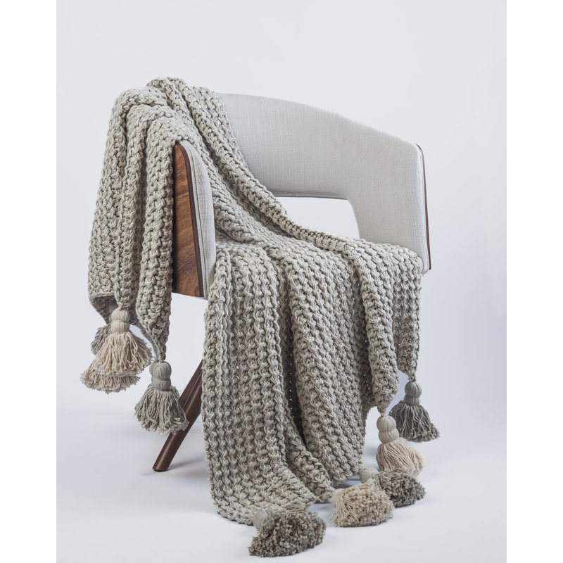 Lawrence Knitted Throw Blanket, Gray