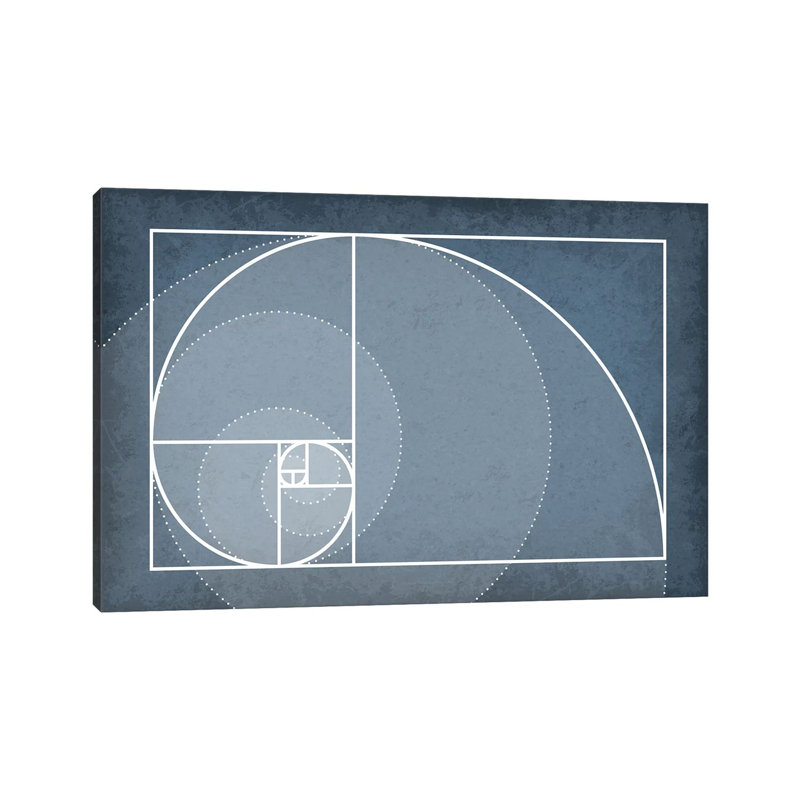 Fibonacci Sequence Spiral - reproduction d'art sur toile tendue, H 26 po x l 40 po x 1,5 po
