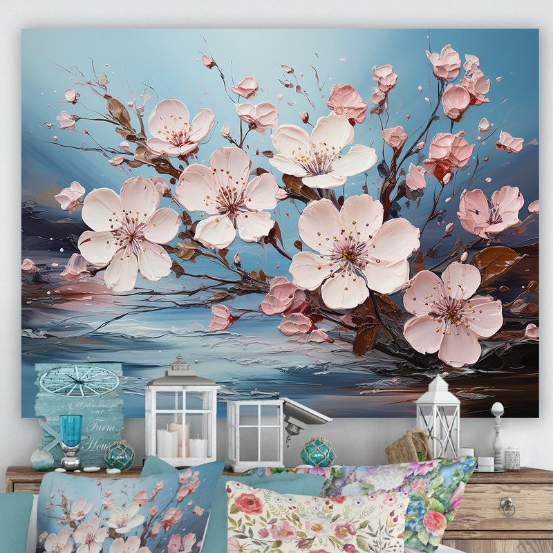 Fleur de pommier sur toile, Toile tendue, H 30 po x l 40 po x P 1,5 po