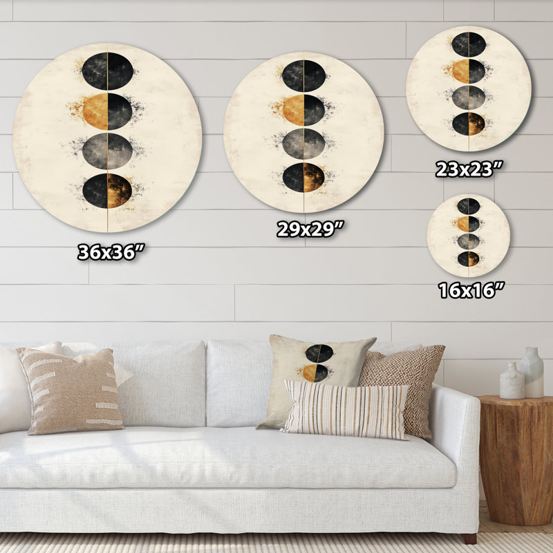«Lunar Phases Abstract» - lune grand, art mural rond en métal, L 36 po x H 36 po