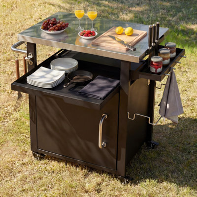 Chariot pour îlot de cuisine 39,5 "avec armoire de rangement pour l'extérieur