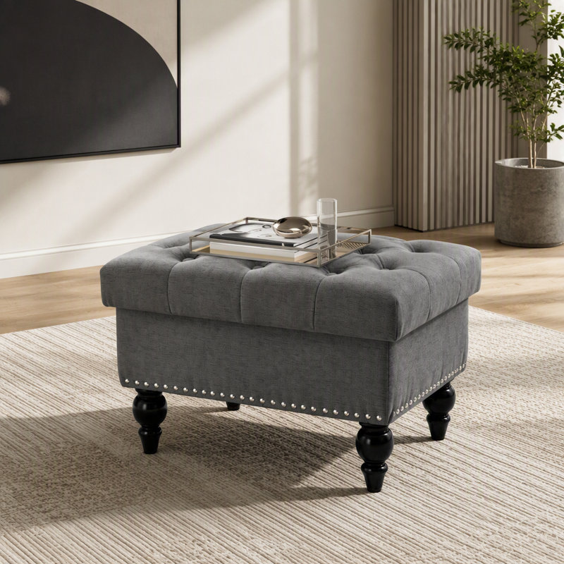 Tabouret de repose-pieds de salon et repose-pieds capitonné classique avec repose-pieds antidérapants