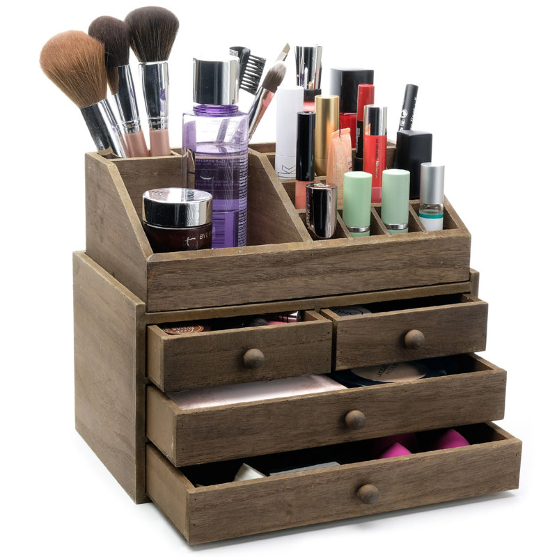 Adeyemi Wood 10 Compartment Makeup Organizer