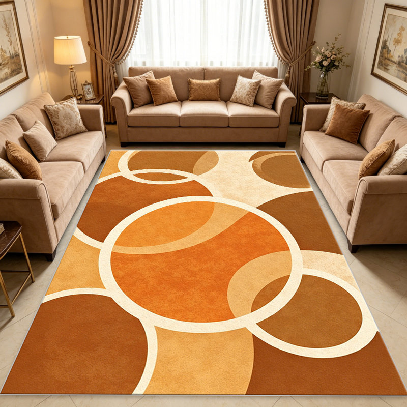 Rust Camel Circle carpet-easy to clean, machine-washable, soft and comfortable; suitable for door mats, kitchens, living rooms, bedrooms, corridors, and laundry areas. Easy to clean, durable carpet for home decoration.
