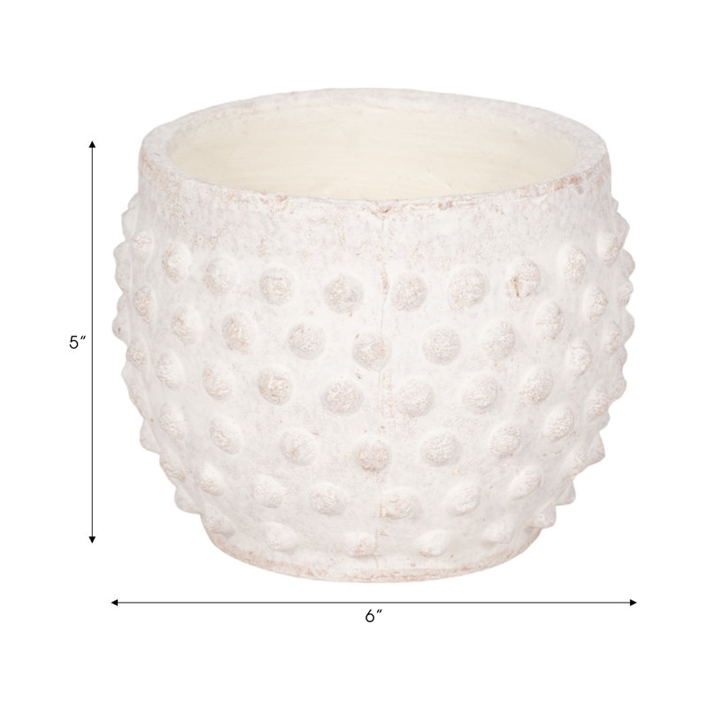 Textured Pottery Terracotta Planter With Raised Dot Design And Rounded Body - Decorative Handcrafted Clay Planter For Indoor Outdoor Display - Artisan Style Pot For Home Garden Decor