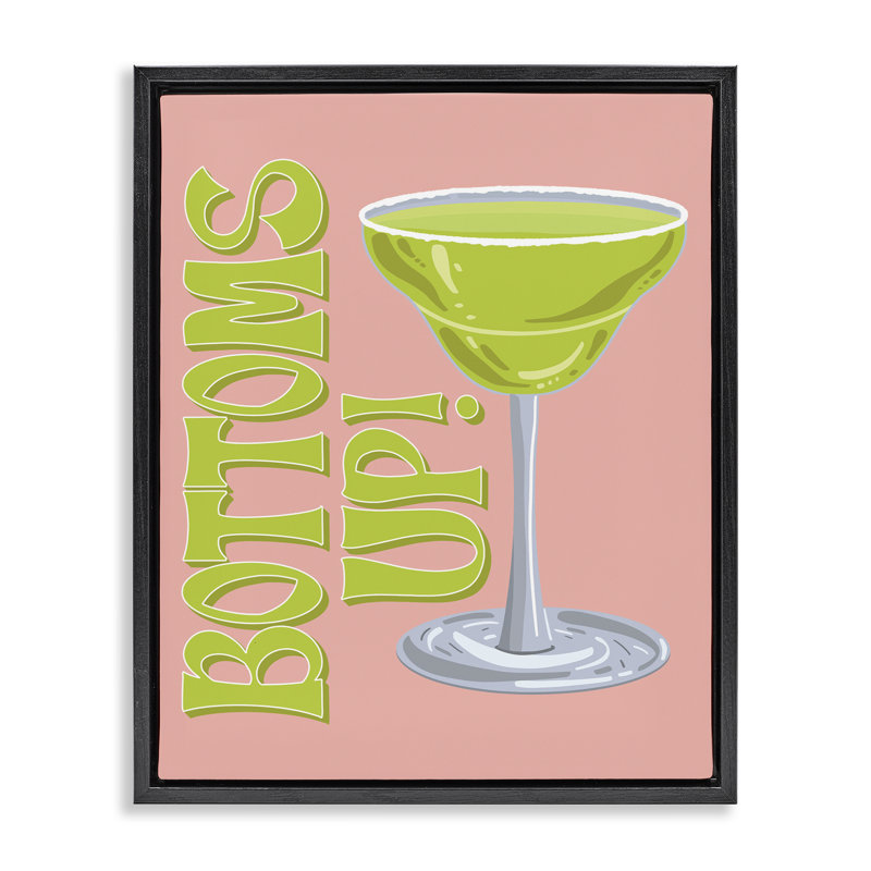  Bottoms Up Cocktail Canvas Wall Art by Hey Bre! Creative Studio, H 31 po x l 25 po, Cadre flottant noir de jais