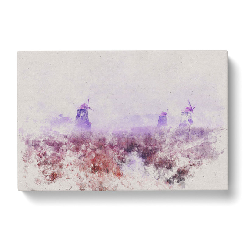Landscape Windmill And Stream - Wrapped Canvas, 35cm H x 50cm W x 3cm D