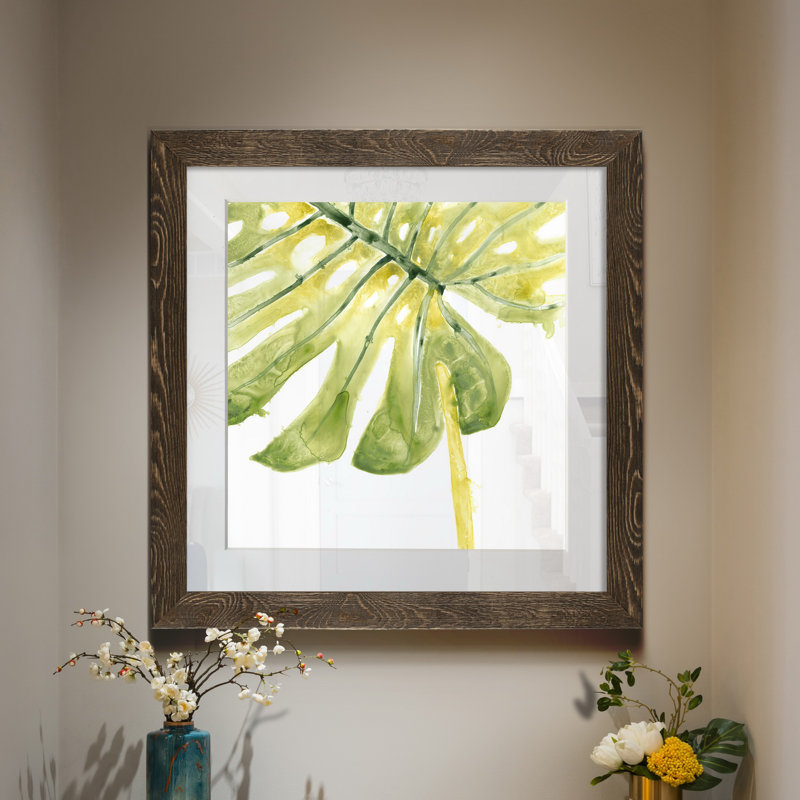 " Verdant Impressions I " Painting Print, Walnut Framed Print, 28" H x 28" W x 1" D