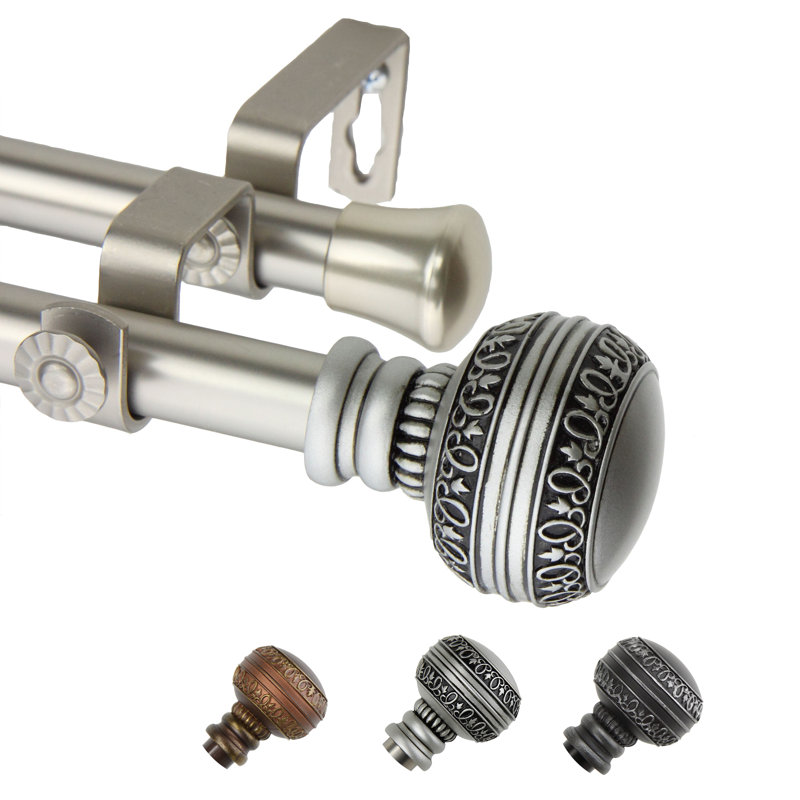 Tringle à rideaux double Zeller, 48 po - l 84 po, Nickel satiné
