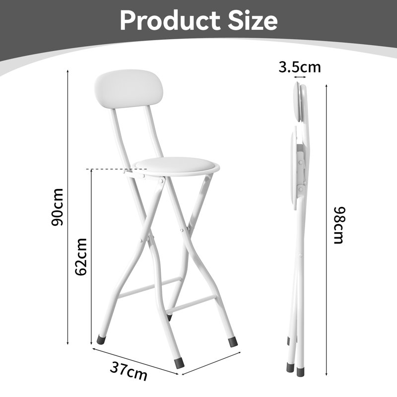 Upholstered Counter Stool with Metal Frame, White