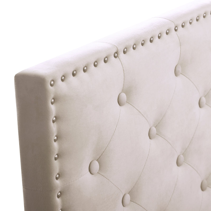 Zaizi Upholstered Bed, Beige