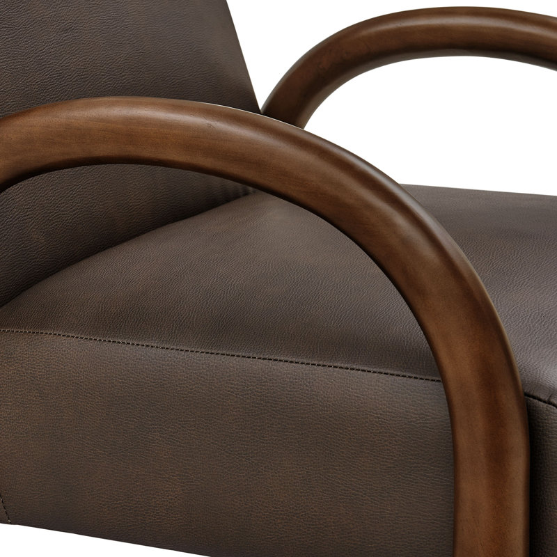 Fauteuil d'appoint rembourré en similicuir Lunet espresso, Espresso, Brun