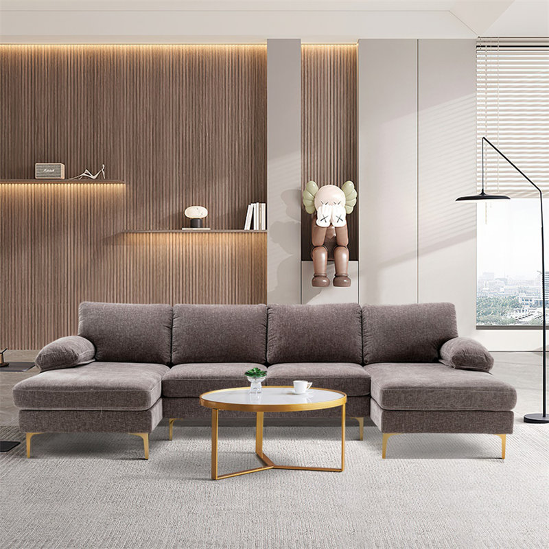 Canapé modulaire 3 pièces Donnica, 100 % polyester gris