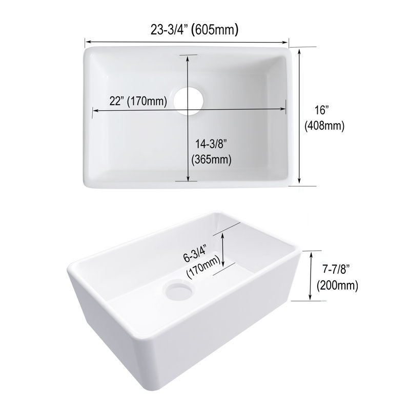 Évier de cuisine de ferme L 23,75 po x l 16 po