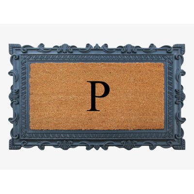 A1HC First Impression Carson Rubber and Coir Doormat Monogrammed Mat 24" X 36"