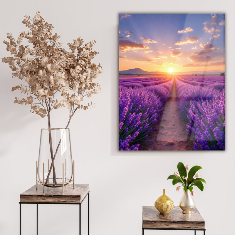 Art mural en verre trempé lavande, H 30 po x l 20 po