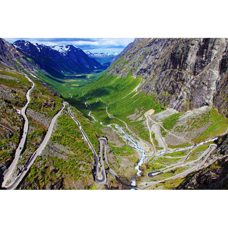 Trollstigen Trolls Ladder Dramatic Mountain Road Landscape In Norway by Agustavop - No Frame Print on Canvas, 51cm H x 76cm W