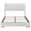 Lit plateforme à panneau grand contemporain minimaliste avec éclairage à DEL intégré, fabrication en bois massif à finition blanche