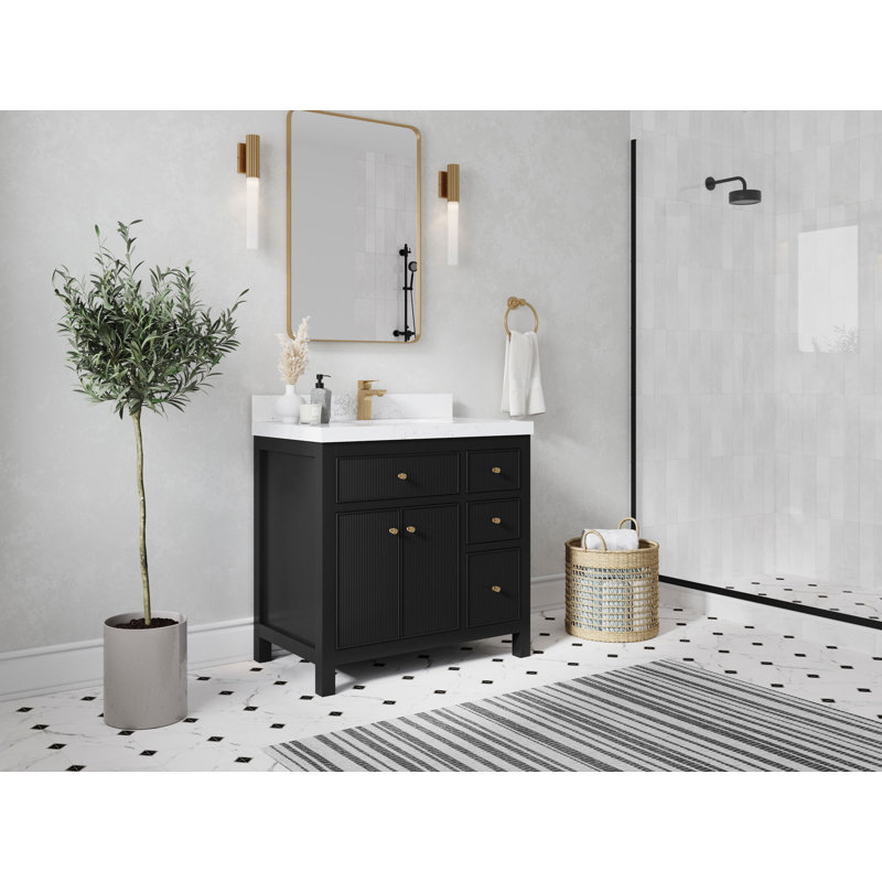 Ensemble de meuble-lavabo simple l 36 "x P 22" Sonoma, Empira blanc, Noir