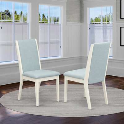 Chaises de cuisine Lancy Parson - Ensemble de 2 chaises de salle à manger rembourrées en lin bleu bébé