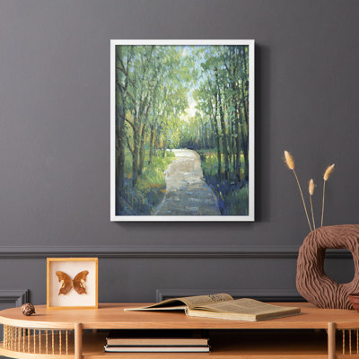 Golden Light Pathway I, reproduction encadrée - bois massif