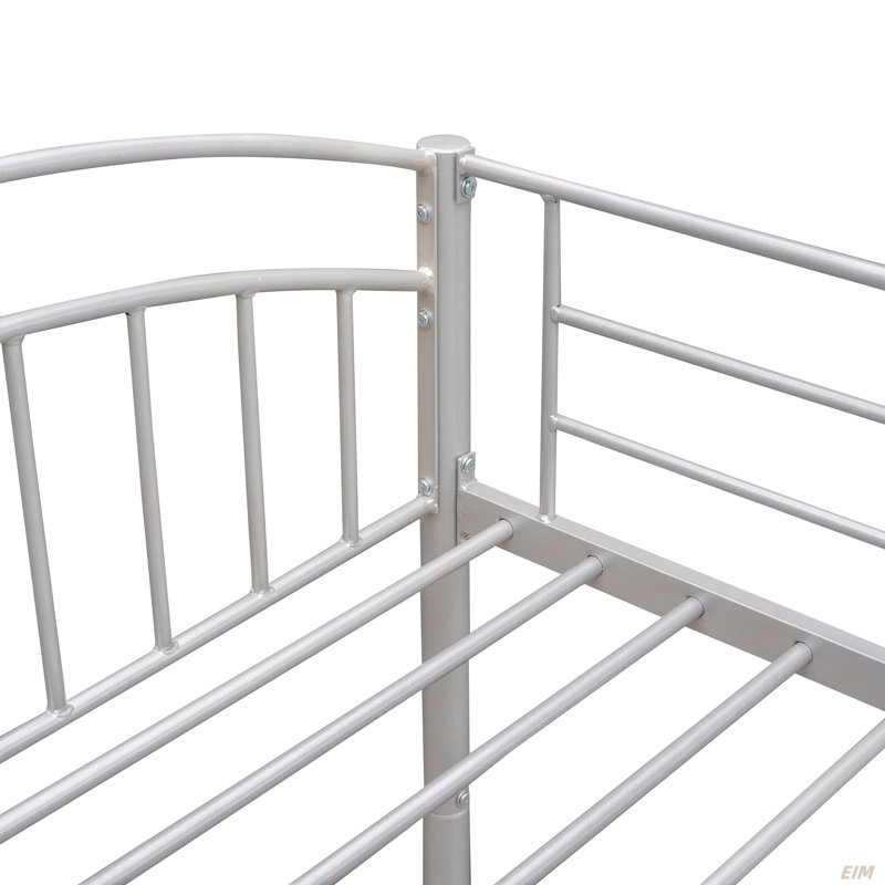 Twin Over Twin Metal Bunk Bed, Silver