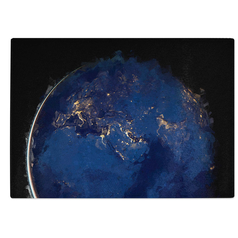 Glass Earth View in Abstract Chopping Board, 28.5 cm W x 20 cm L