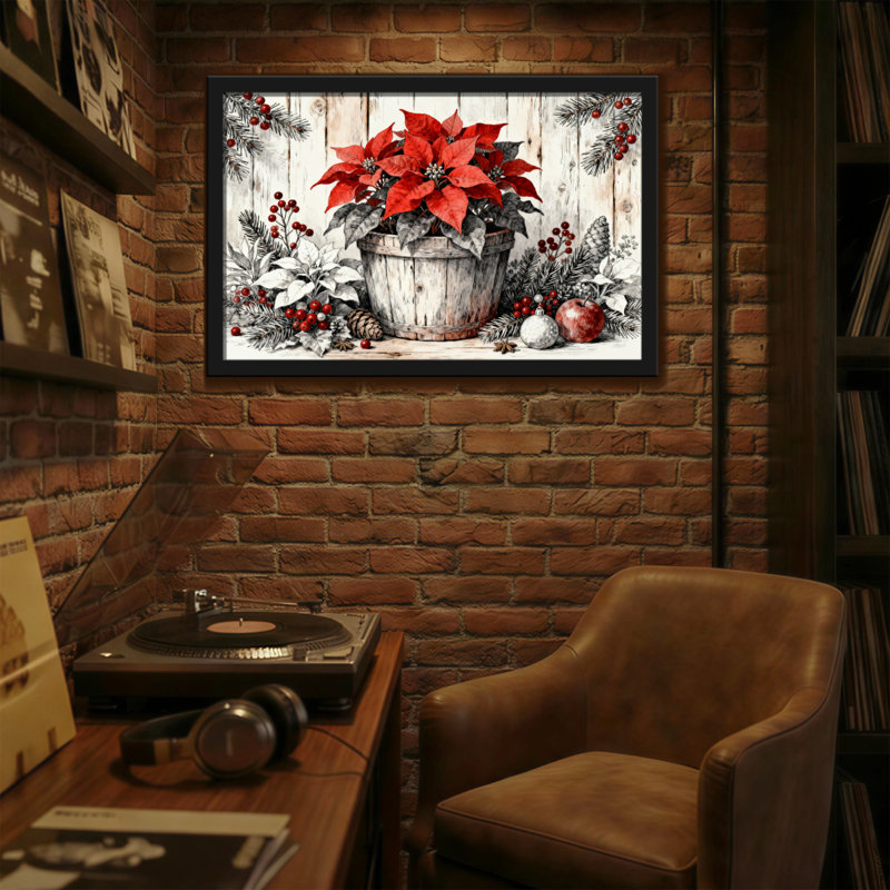 Motif décoratif de pot de poinsettia, H 24 po x l 36 po