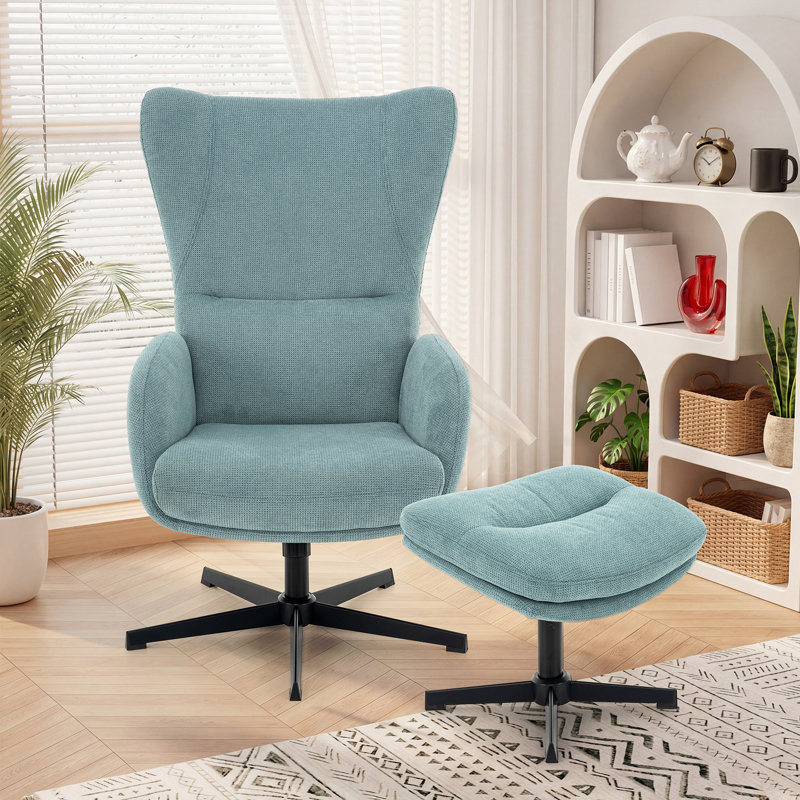 Hanayo Swivel Recliner with Ottoman，Manual Recliner Velvet Fabric Accent Chair