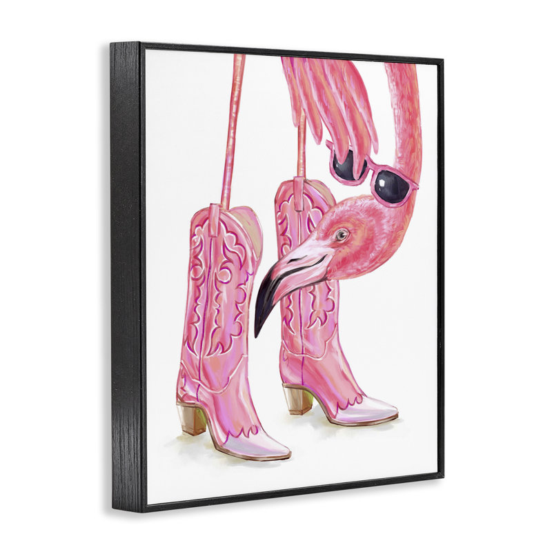 «Glam Cowgirl Flamingo», estampe numérique, conception de Ziwei Li, H 14 po x l 11 po, Giclée encadrée noir minuit