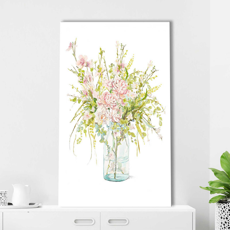 Fleurs dans un vase en verre par Patricia Pinto - Peinture, Toile tendue, H 40 po x l 24 po x P 1,5 po