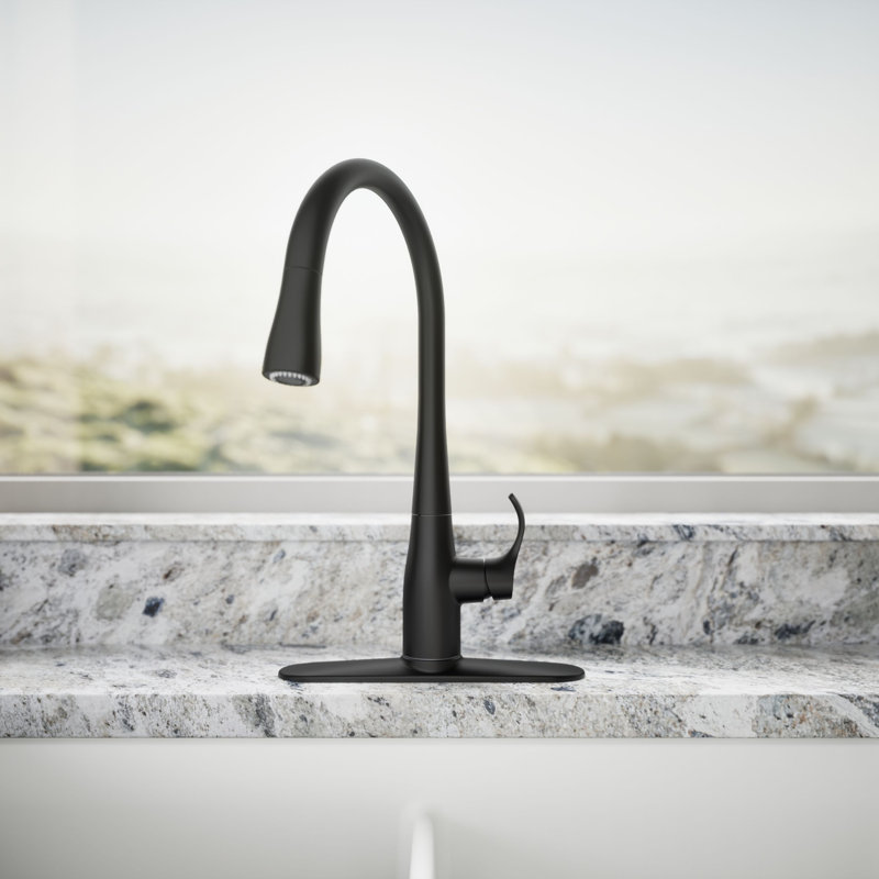 Simplice Pull Down Single Handle Kitchen Faucet, Matte Black
