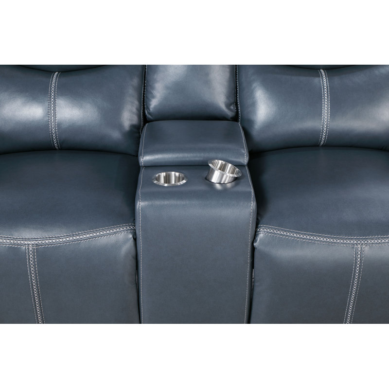 Awaah Upholstered Padded Arm Reclining Loveseat Blue