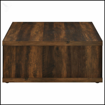 Table basse carrée en bois d'ingénierie Flint Dark Pine, durable et élégante pour les espaces de vie modernes