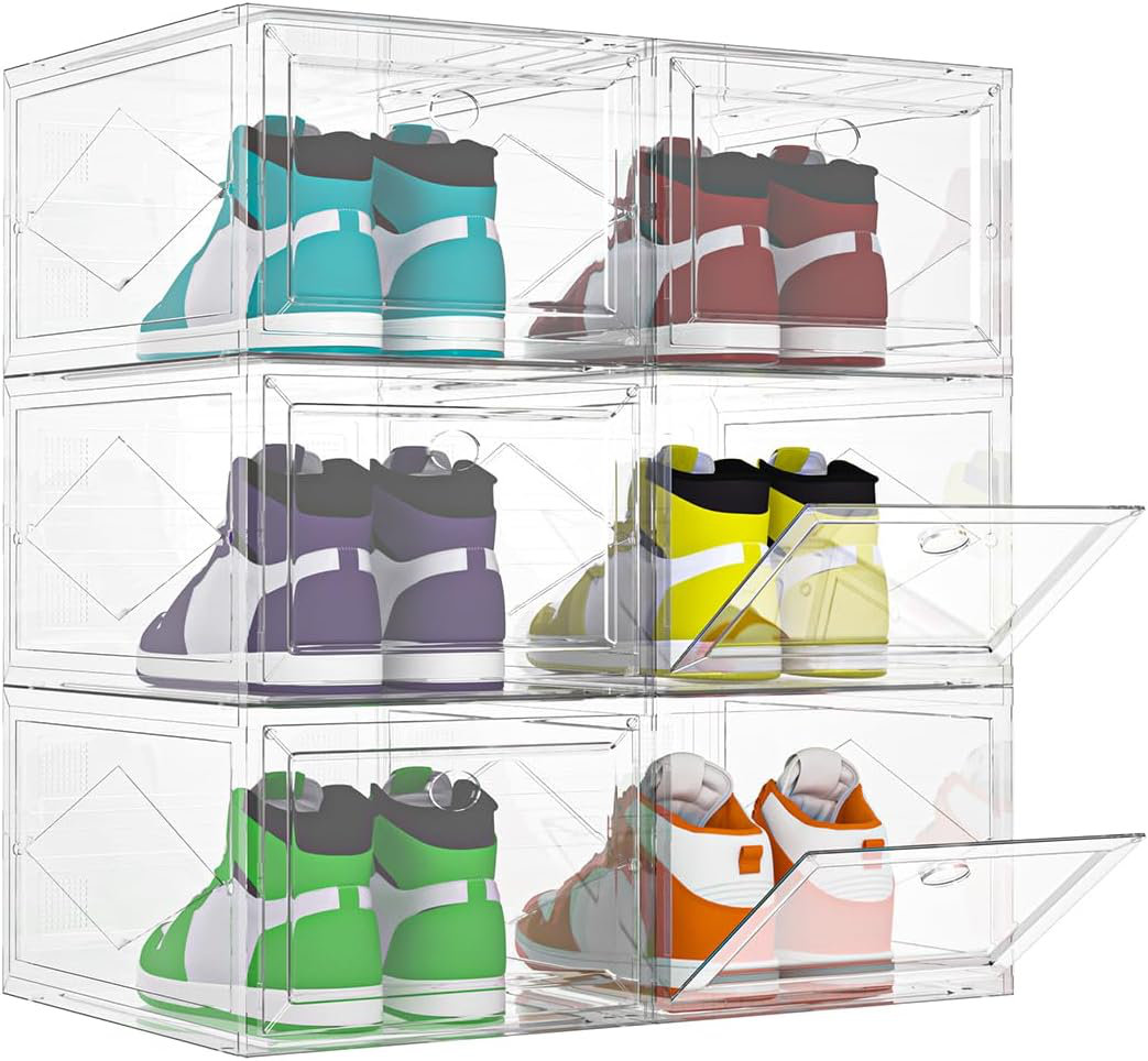Heels Storage Box East Urban Home 6-pack Clear Stackable Shoe Storage Boxes With Magnetic ...