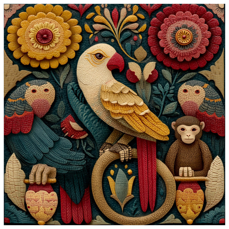 Housses de couette sculptées fleurs d'oiseaux, Lit simple